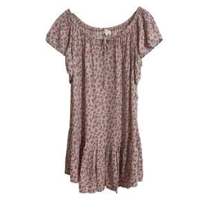 Cynthia Rowley Women L Floral Tassel Stretch Mini Dress Babydoll Boho